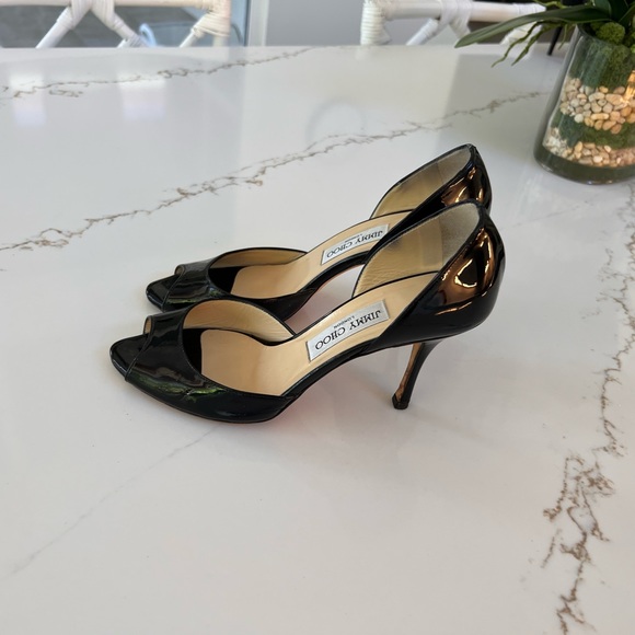 Jimmy Choo black patent peel toe heels - Picture 2 of 4